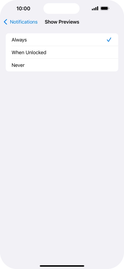 To select notification preview on the lock screen, press Always.