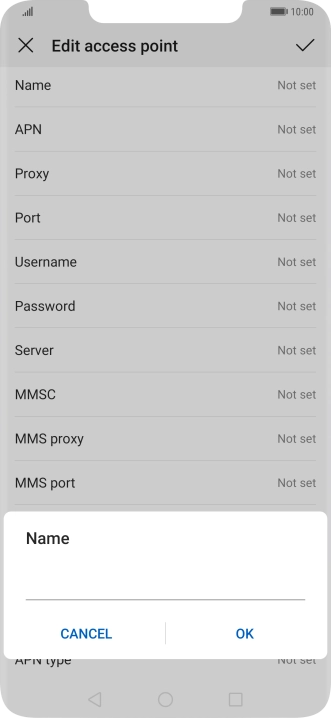 Key in Vodafone Internet and press OK.