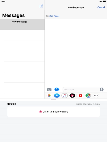 You can also send pictures, video clips, audio files and different effects in your iMessage. Follow the instructions on the screen to send your iMessage with the required content.