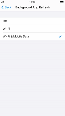 To turn off background refresh of apps, press Off.