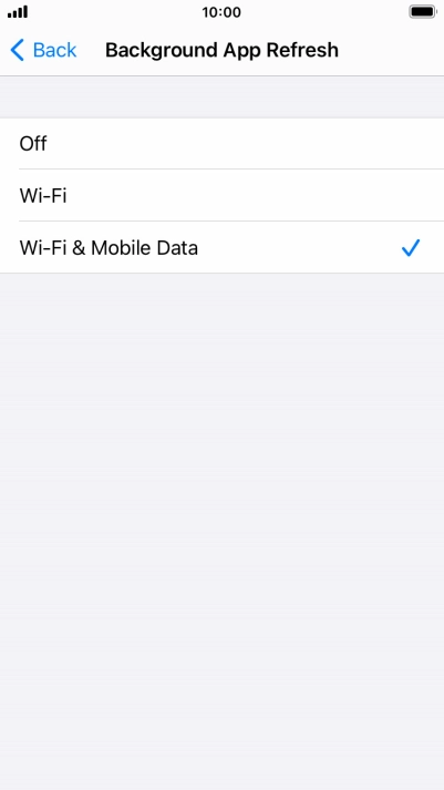 To turn off background refresh of apps, press Off.