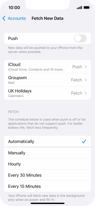 If you turn off the function, press the required setting.