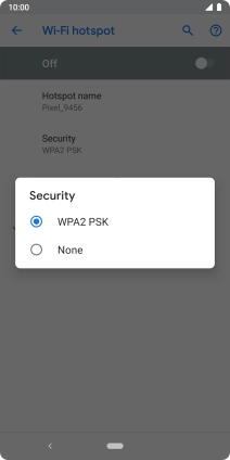 Press WPA2 PSK to password protect your Wi-Fi hotspot.