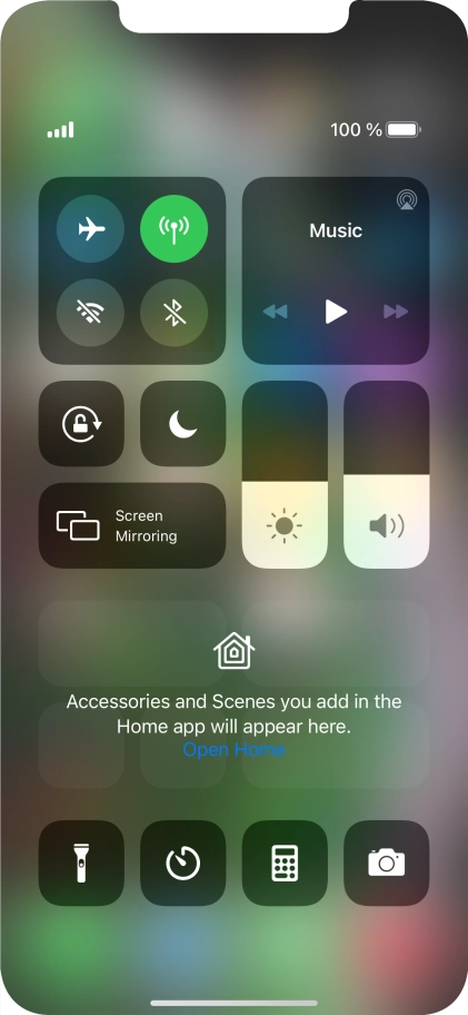 Press the flight mode icon to turn the function on or off.