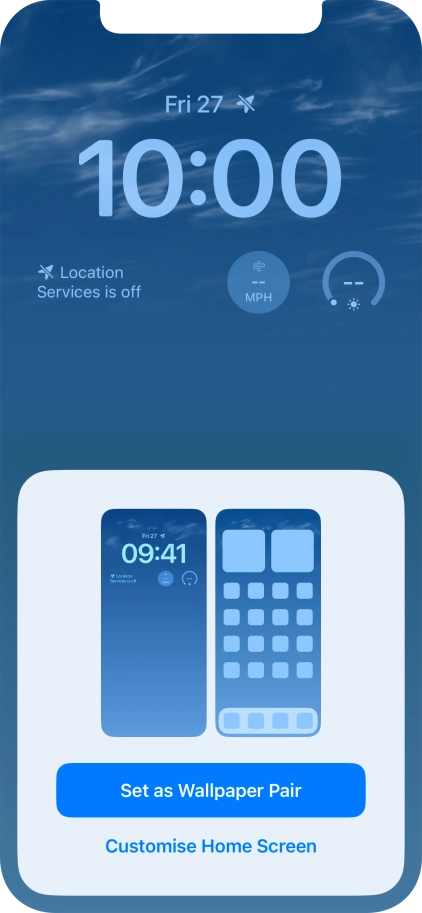 To use the same colour theme on the home screen, press Set as Wallpaper Pair.