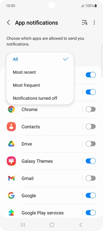 Press the required setting.