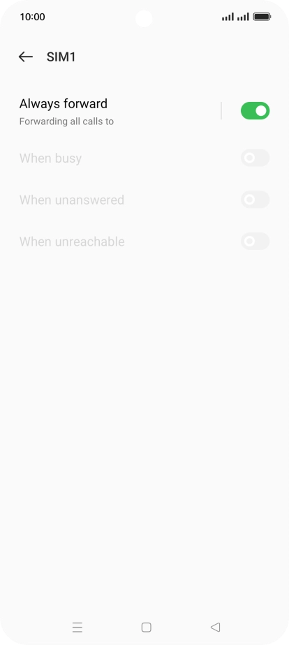 Press the indicator next to the required divert type.