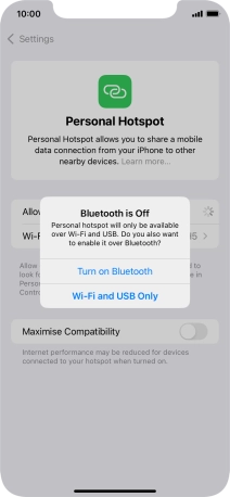 If Wi-Fi is turned on, press Wi-Fi and USB Only.