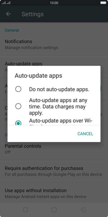 To turn off automatic update of apps, press Do not auto-update apps..