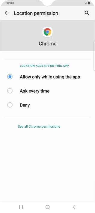 Press the required setting.