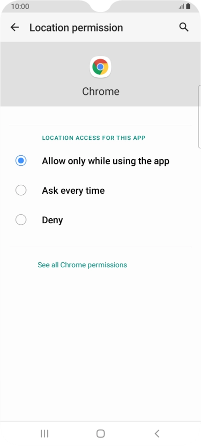 Press the required setting.