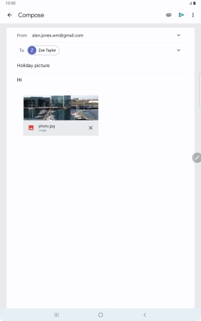 Press the send icon when you've finished your email message.