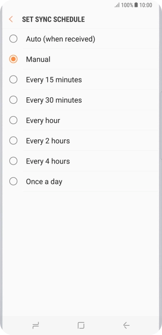 Press the required setting.