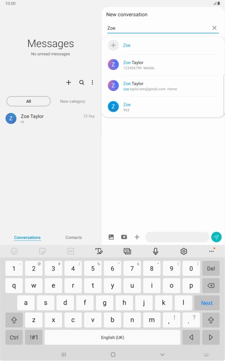 Press the required contact.