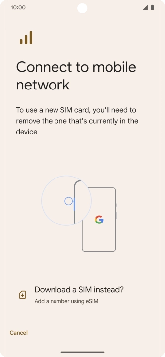 Press Download a SIM instead?.