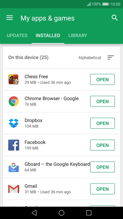 Press the required app.