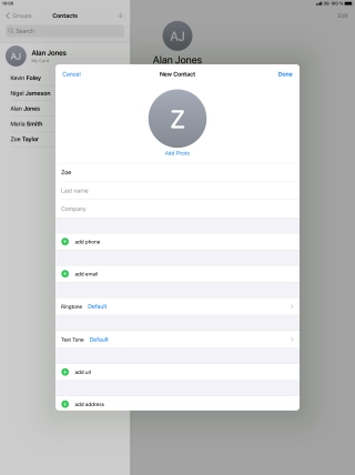 Press Last name and key in the last name.