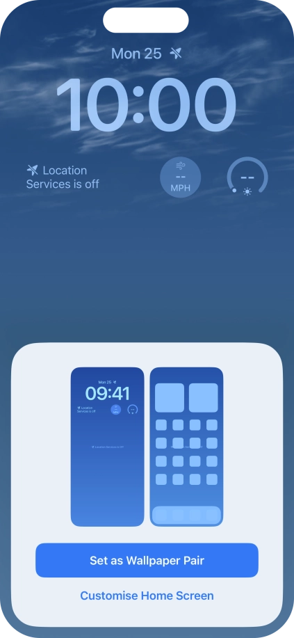 To use the same colour theme on the home screen, press Set as Wallpaper Pair.