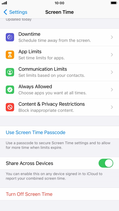 Press Use Screen Time Passcode and follow the instructions on the screen to select a Screen Time password.