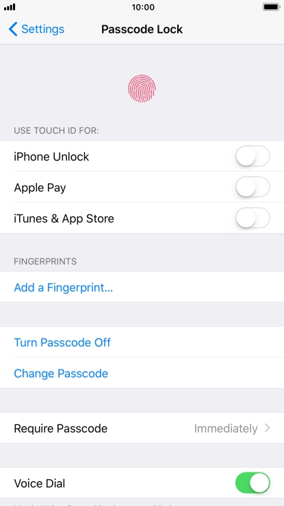 Press Turn Passcode Off and key in the phone lock code.