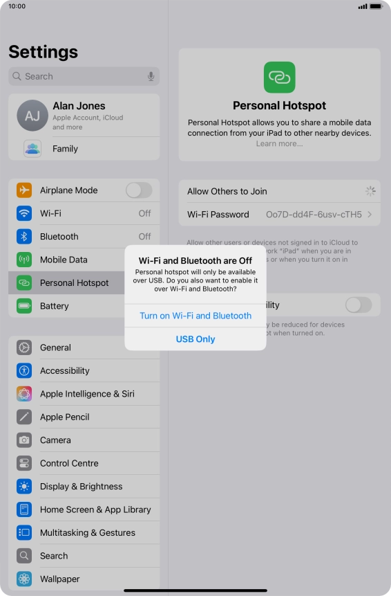 If Wi-Fi is turned off, press Turn on Wi-Fi and Bluetooth.