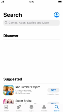 Press the search field and key in the name or subject of the required app.