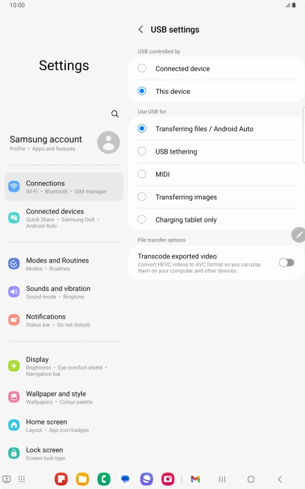 Press Transferring files / Android Auto.