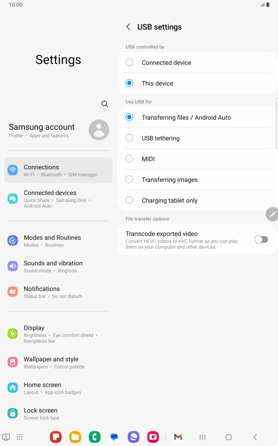 Press Transferring files / Android Auto.