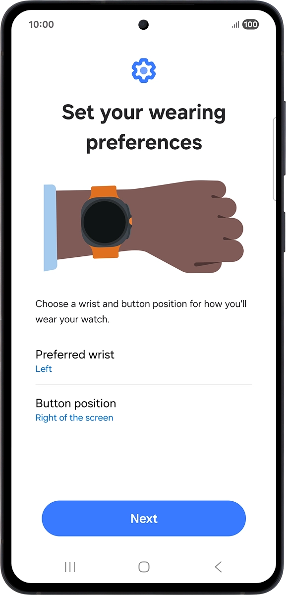 On your phone: Follow the instructions on the screen to select the required settings and press Next.