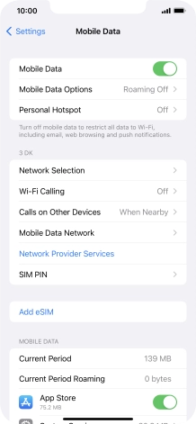Press Mobile Data Options.