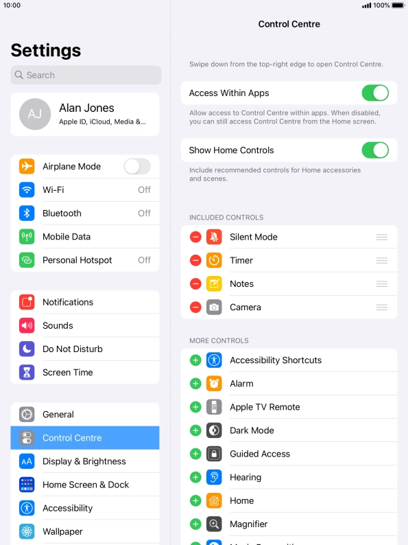 Press the indicator next to 