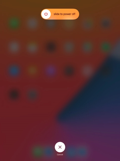 Press and drag the power off icon right.