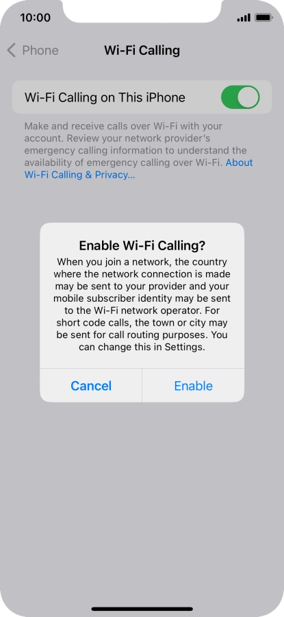 If you turn on the function, press Enable.