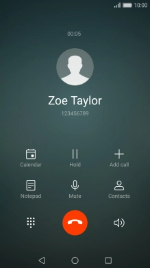 Press the end call icon.