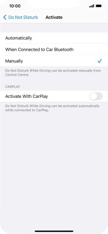 Press the required setting.