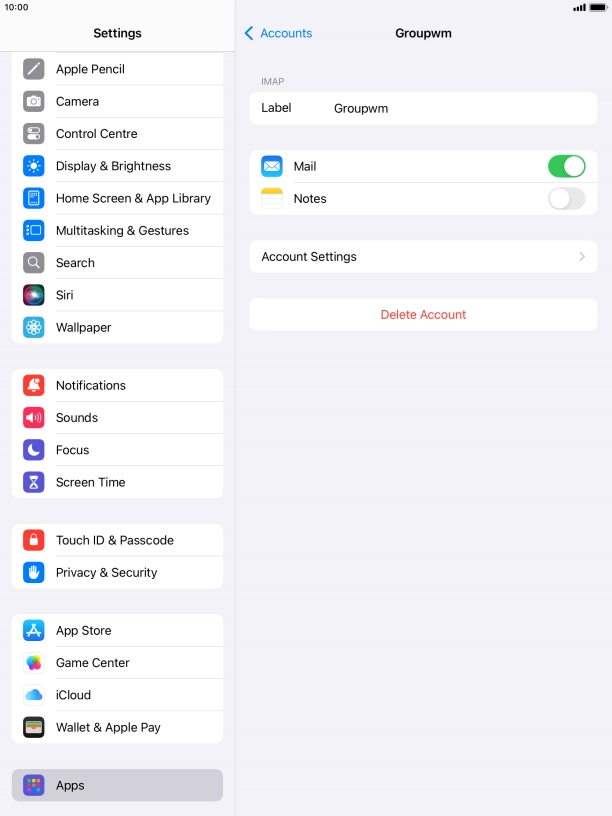 Press Account Settings.