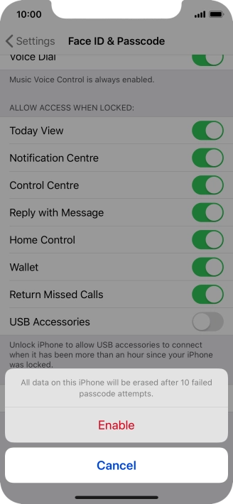 If you turn on the function, press Enable.