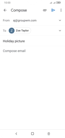 Press the text input field and write the text for your email message.