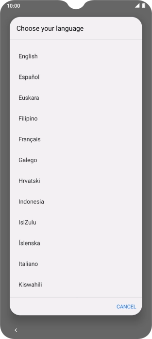 Press the required language.