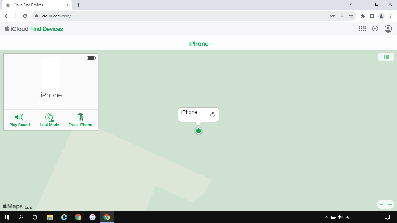Your phone's latest position is displayed on the map.