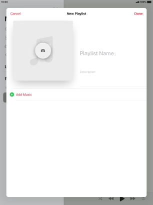 Press the text input field and key in a name for the playlist.