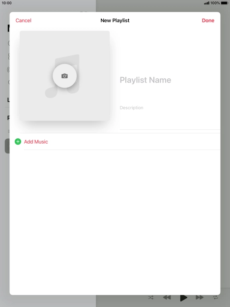 Press the text input field and key in a name for the playlist.