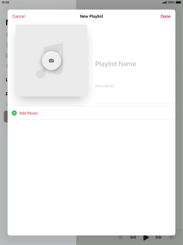 Press the text input field and key in a name for the playlist.