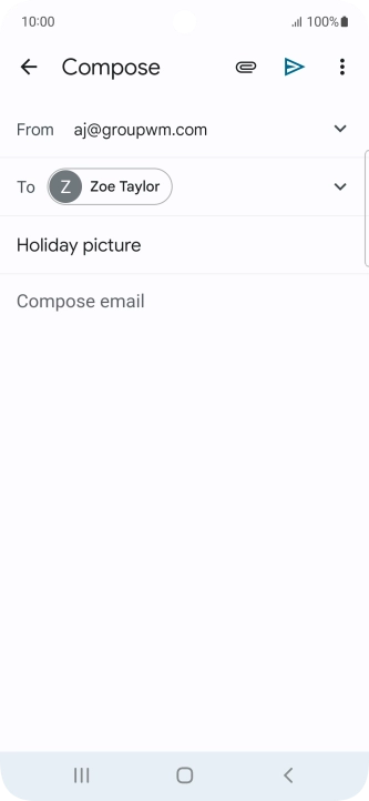 Press the text input field and write the text for your email message.