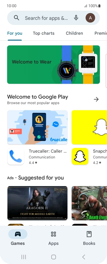 Press the search field.
