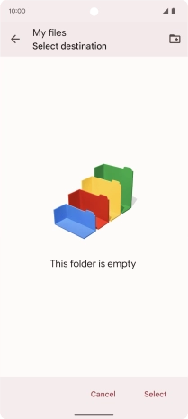 To create a new folder, press the new folder icon and follow the instructions on the screen to create a new folder.