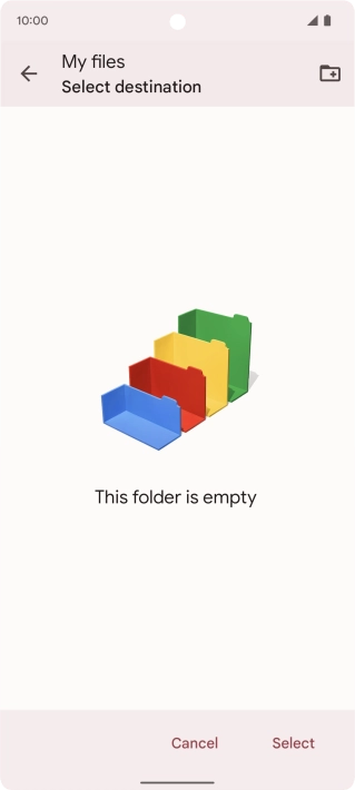 To create a new folder, press the new folder icon and follow the instructions on the screen to create a new folder.