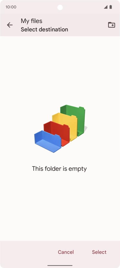 To create a new folder, press the new folder icon and follow the instructions on the screen to create a new folder.