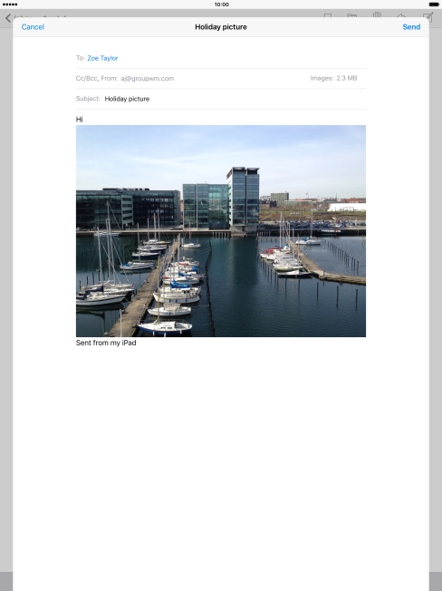 Press Send when you've finished your email message.