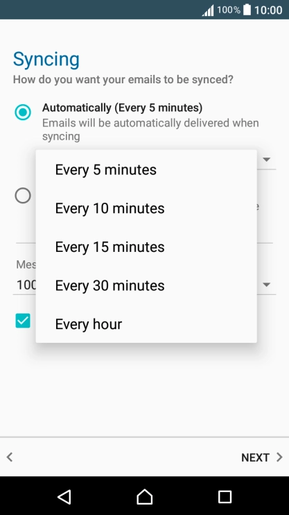 Press the required setting.